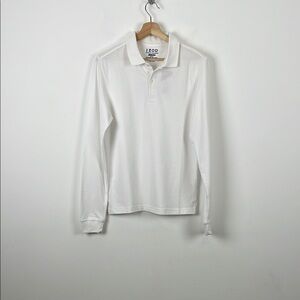 Izod White Schoolwear Uniform Polo Shirt Classic Cotton Design Long Sleeve Small
